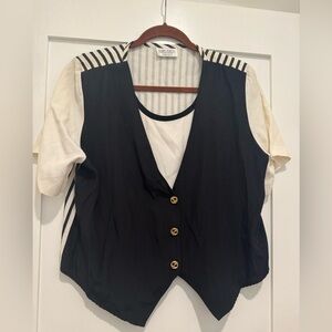 Kate Allen Black and Cream Button Down Shirt